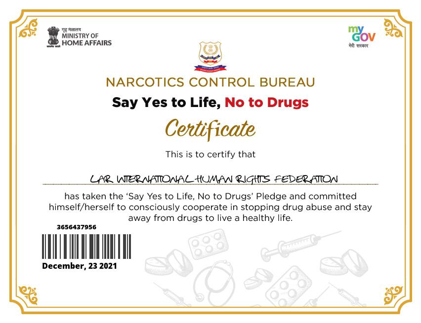 Narcotics Control Bureau - Say Yes to Life, No to Drugs