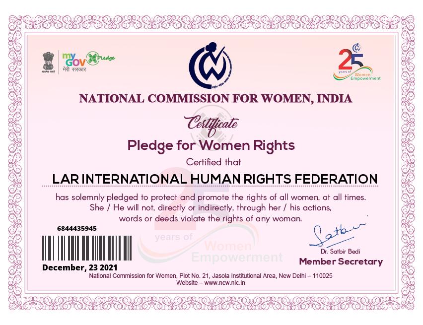 National Commission for Women - Pledge for Women Rights